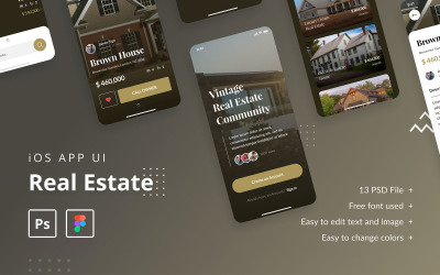 Elementy UI Real Estate iOS App UI Template PSD & Figma #110369