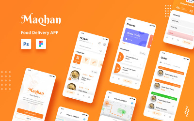 Food Delivery iOS App UI PSD and Figma Template UI Elements #110378