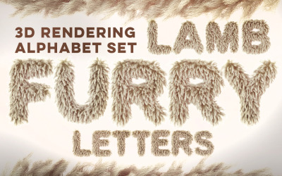 Lamb 3D Furry Letters Pack - Ilustração
