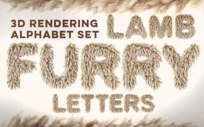 Lamb 3D Furry Letters Pack - Ilustracja