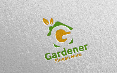 Modello di Logo House Botanical Gardener 53