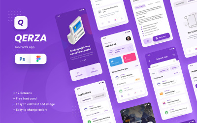 UI prvky "Job Portal iOS App Design UI Figma & PSD Template" #110371