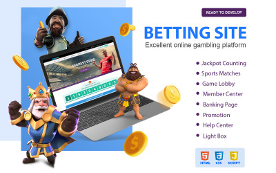 (csak asztali számítógépekhez) Trendi szerencsejáték- és fogadási webhelysablon (csak asztali számítógépekhez)