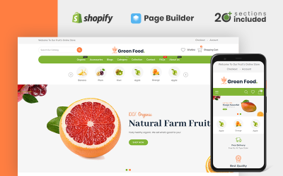 "Greenfood Organic Store" Responsive Shopify Thema №110429