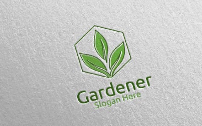 Modello di logo di cura del giardiniere botanico 59