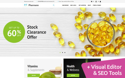 Pharmann - Plantilla de comercio electrónico MotoCMS de farmacia