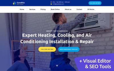 Conditio - mall för HVAC-företagets MotoCMS-målsida