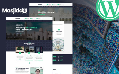 "Masjida - Islam Mosque" Responsive WordPress thema №110515
