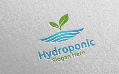 Modello di logo del giardiniere botanico idroponico 75 dell&amp;#39;acqua