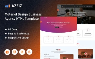 Aziiz - Landingspaginasjabloon voor materiaalontwerpbureau