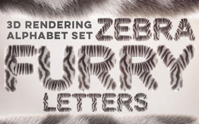 3D斑马毛茸茸的字母包-光栅插图