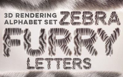 3D Zebra Furry Letters Pack - Ilustração
