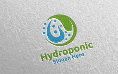 Vattenhydroponisk botanisk trädgårdsmästare 88 Logotypmall