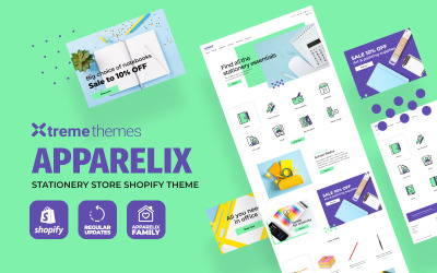 "Apparelix - Stationery Clean" thème Shopify adaptatif #110717