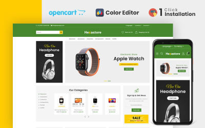 Hexastore Electronics Store OpenCart-sjabloon