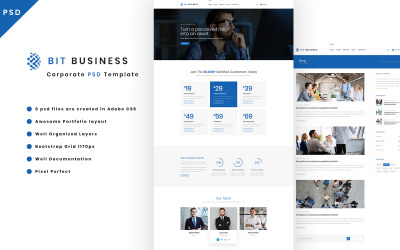 Reszponzív Bit Business - Corporate PSD Template PSD sablon 110796