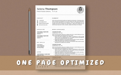 Selena Thompson één pagina CV-sjabloon