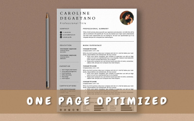 Caroline Degaetano Modelo de currículo de uma página