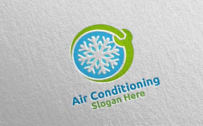 Fix Snow Air Conditioning and Heating Services 40 Logo Template
