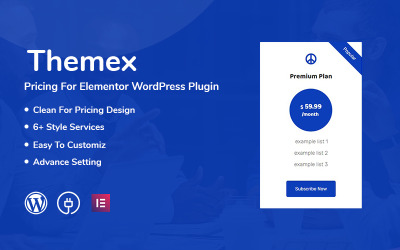 "Themex Pricing For Elementor WordPress Plugin" - адаптивний WordPress плагін №110975