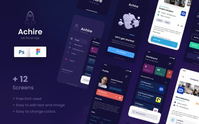 Achire - Job Portal iOS App Design UI Figma &amp;amp; PSD Template