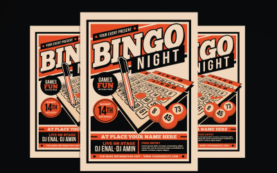 Folheto do Evento Noturno de Bingo - Modelo de Identidade Corporativa