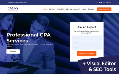 Reszponzív CPA NY - Accounting Firm Moto CMS 3 sablon 111047