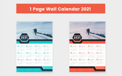 Calendrier mural d&amp;#39;une page 2021 - Modèle d&amp;#39;identité d&amp;#39;entreprise