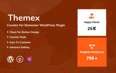 Лічильник Themex для плагіна Elementor WordPress