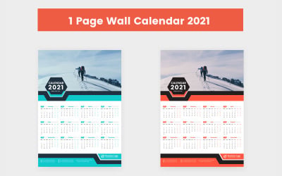 One Page Wall Calendar 2021 - Corporate Identity Template