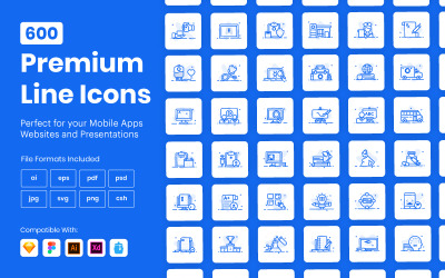 600 Premium Outline Icon Set