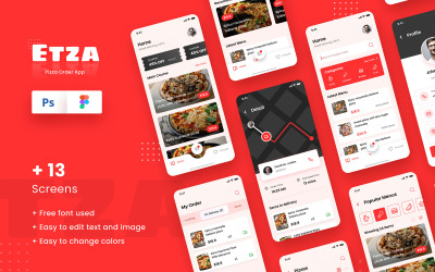 "Pizza Food Order iOS App Design Template Figma & PSD" UI Elementen №111219