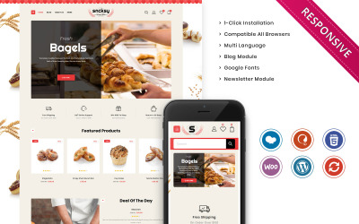 Tema WooCommerce Responsive #111471 "Sncksy - The Bakery Store Responsive"