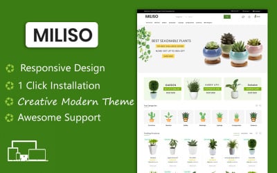 Шаблон OpenCart для электронной коммерции Miliso Plants
