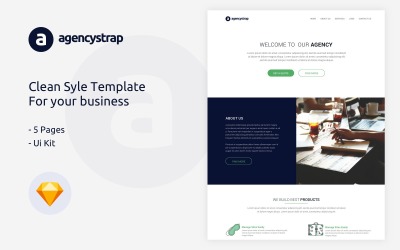 Agencystrap - Modello di schizzo in stile pulito della società commerciale