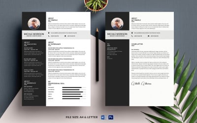 Plantilla de currículum en blanco y negro