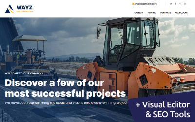 "Wayz - Road Constructions MotoCMS" modèle de page d'atterrissage adaptatif #111920