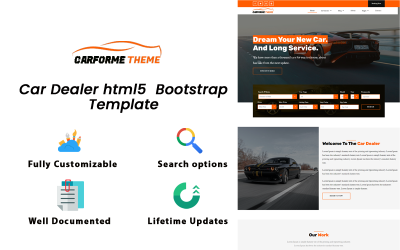 HTML5 Bootstrap шаблон веб-сайта для автомобильного дилера Car For Me