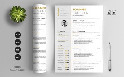 Plantilla de CV minimalista para paquete de 4 páginas