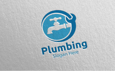 Plumbing with Water and Fix Home Concept 1 Logo Template