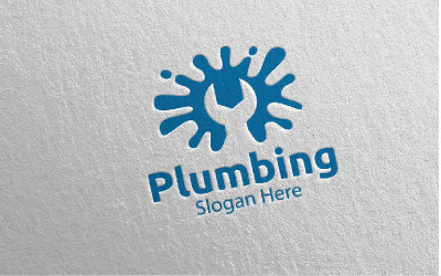 Plons sanitair met Water en Fix Home Concept 10 Logo sjabloon