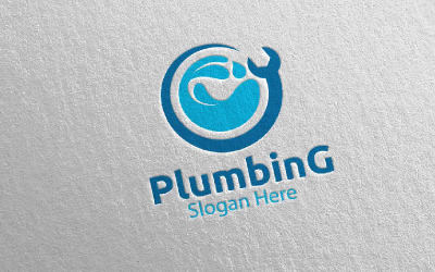Plumbing with Water and Fix Home Concept 55 Logo Template