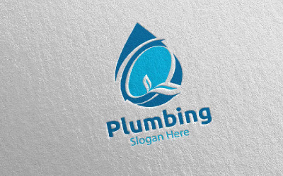 Plumbing with Water and Fix Home Concept 71 Logo Template