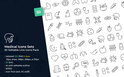 Stil Icon Set Çizilmiş Tıbbi Setler