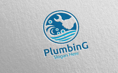 Moersleutel sanitair met water en Fix Home Concept 78 Logo sjabloon