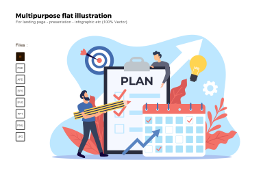 Plan de negocios de ilustración plana multipropósito - Imagen vectorial