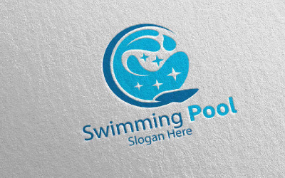 Modello di logo di servizi di piscina 14