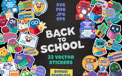 Cartoon School Stickers Set - Illustration