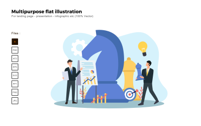Estrategia empresarial de ilustración plana multipropósito - Imagen vectorial