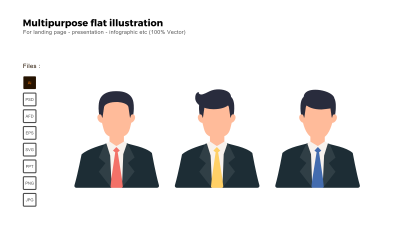 Ilustración Plana De Usos Múltiples Cara De Hombre De Negocios - Imagen Vectorial